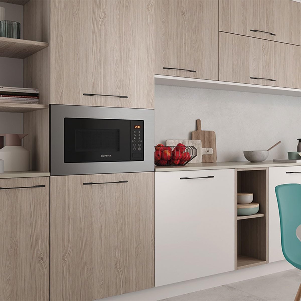 Indesit MWI 120 GX Microondas Integrable con Grill 20L 800W Acero Inoxidable