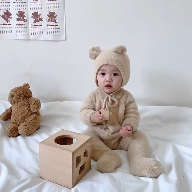 Amazon.co.jp: [giminuo] くまちゃん 着ぐるみ 熊耳 ロンパース