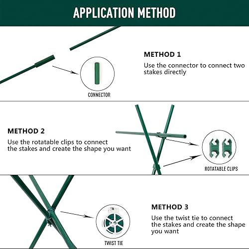 Miniatura 4 de MAXPACE Kit de 125 estacas de jardín incluye 40 juegos de palos de fibra de vidrio y accesorios para bricolaje de 4 pies, 5 pies, 6 pies, 7 pies