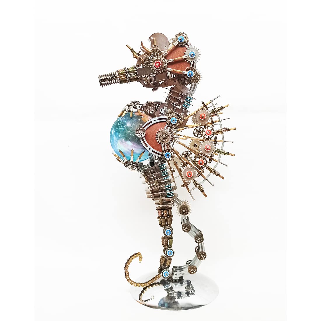 3D Metall Puzzles Mechanische Seepferdchen Modellbausätze mit Lampe, DIY Montage Steampunk Puzzle Dekor Sammler Geschenk für Erwachsene, 2100 Teile