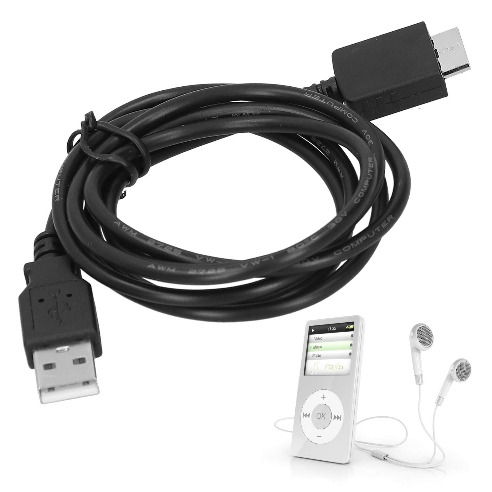 Cavo Dati MP3 1,2 Metri, Cavo di Connessione Dati e Ricarica per Lettore MP3/MP4, Compatibile con Modelli di Lettori MP3