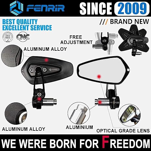 Miniatura 4 de FENRIR Espejo de motocicleta con adaptador para BMW RNINET F800R (2014-2020) S1000R R1200R R1250R F900R S1000RR(2008-2018) F900XR S1000XR R18 R12