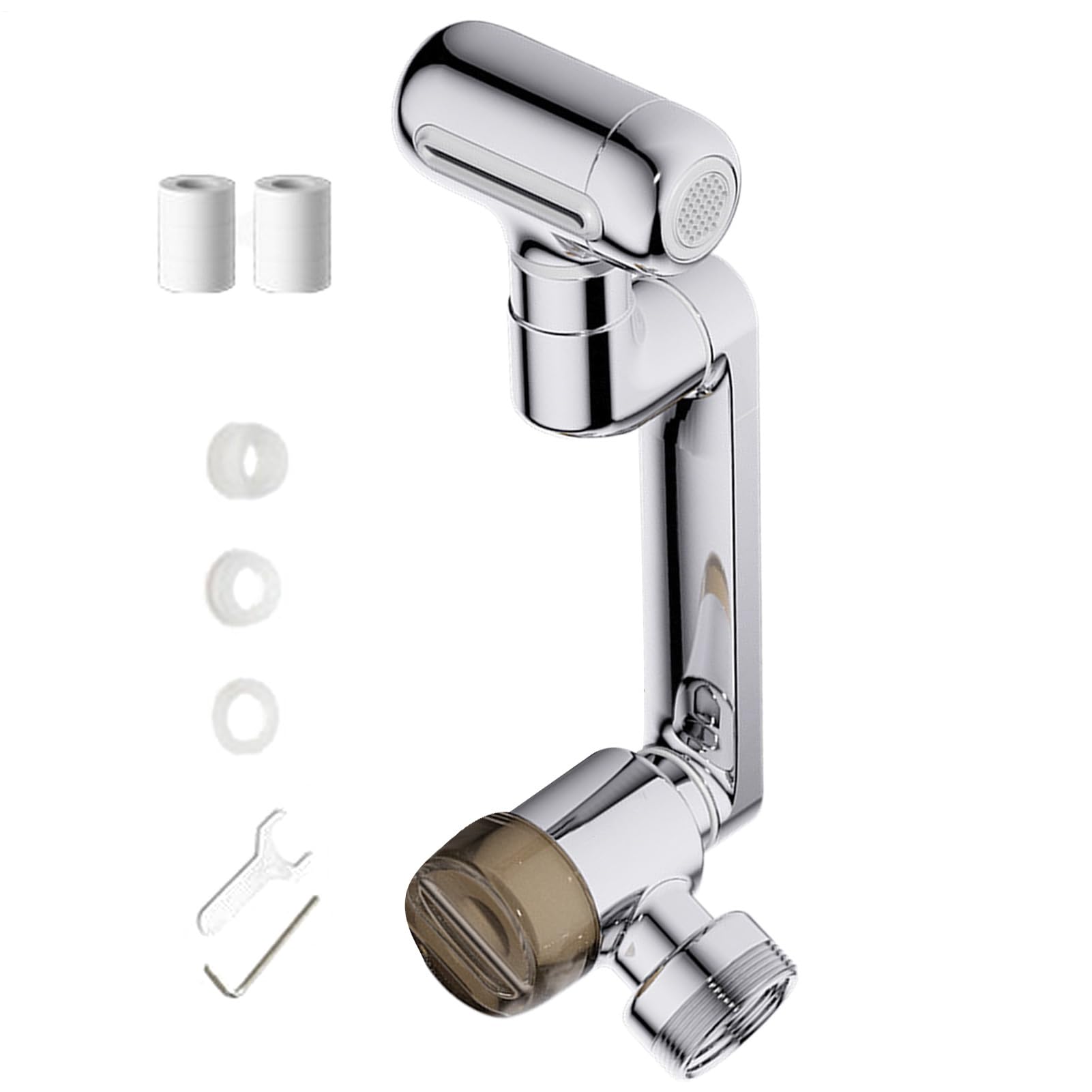 Rociador de grifo ajustable con conector de filtrado y rotación flexible para baño y cocina
