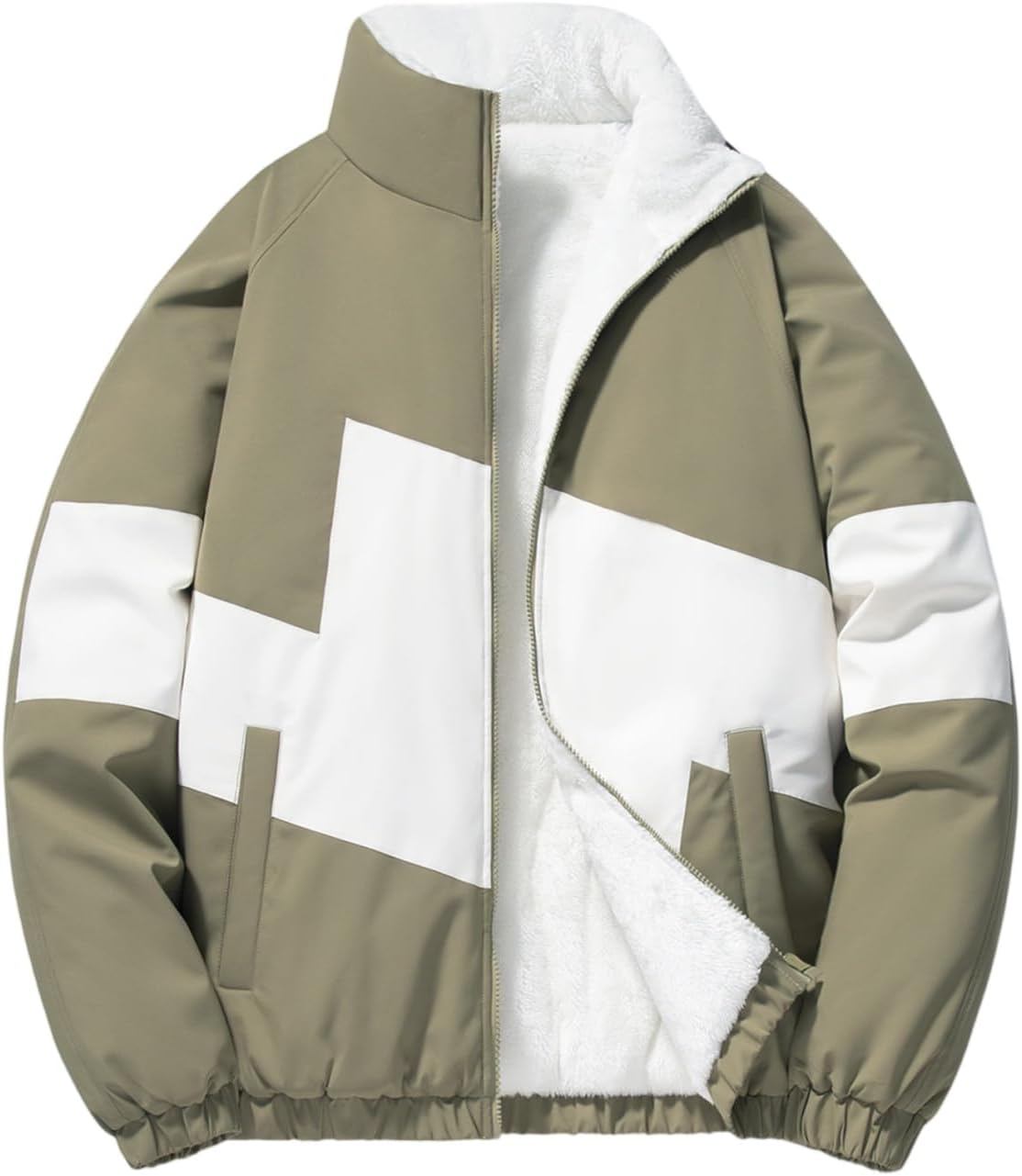 Oversized Down Jacket Men Color Block Puffer Jackets Thickened Winter Coats Stand Collar Warm Bubble Outwear, M-3XL