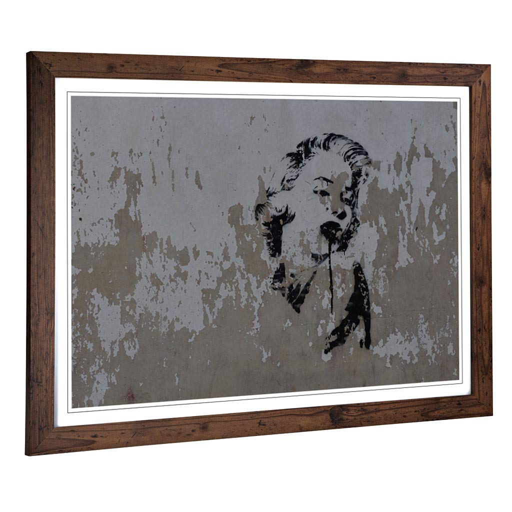 Big Box Art Framed Print of Marilyn Monroe Graffiti Design | Wall Art Picture | Home Decor for Kitchen, Living Room, Bedroom, Hallway, Walnut, A2 / 24.5x18 Inch / 62x45cm