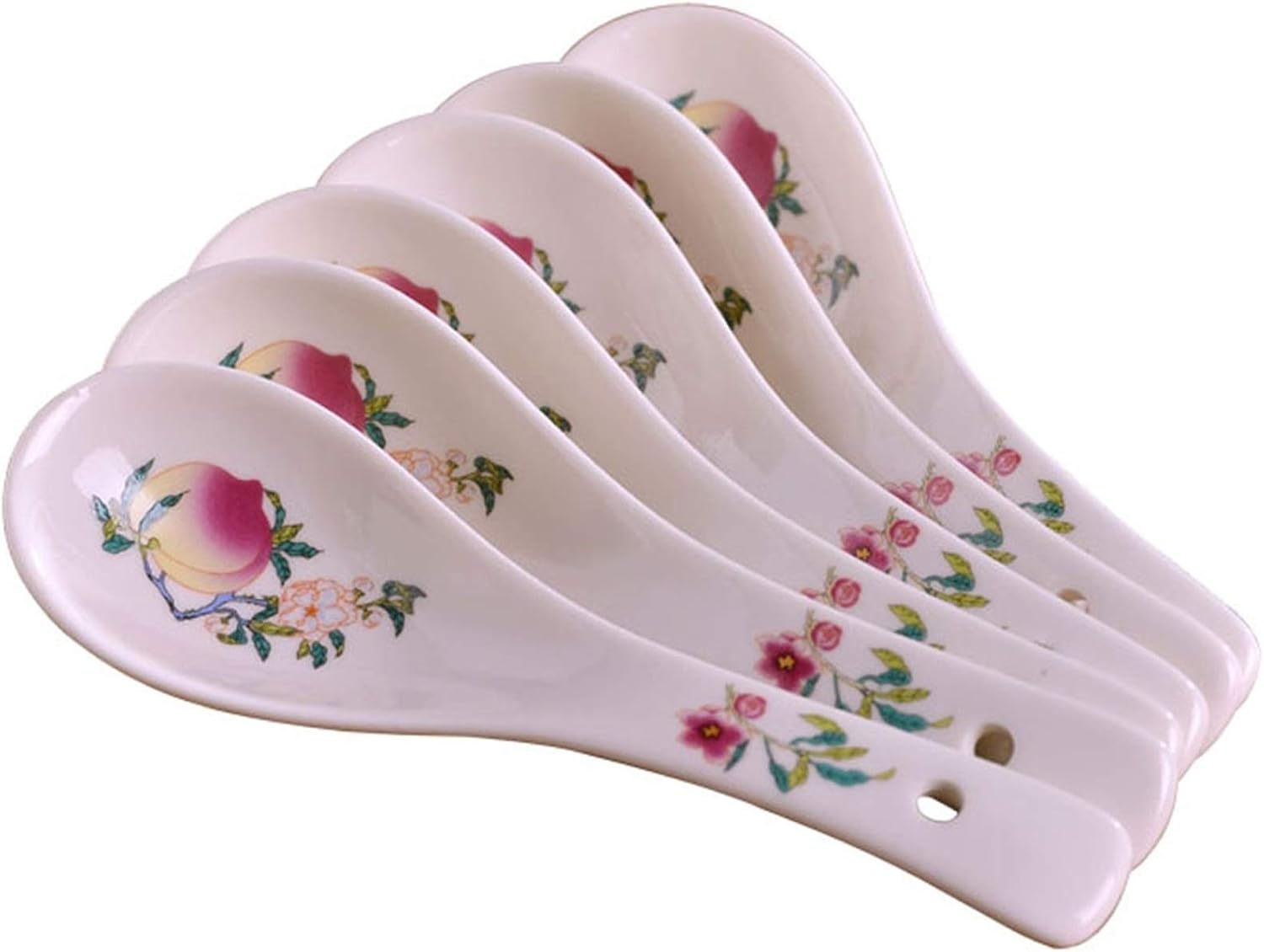 Scoop Jingdezhen Ceramic Soup Spoon Set Household Rice Spoon Soup Spoon 10 Pieces Dessert Porcelain Spoon 5.3 Inches Long Soup Spoon