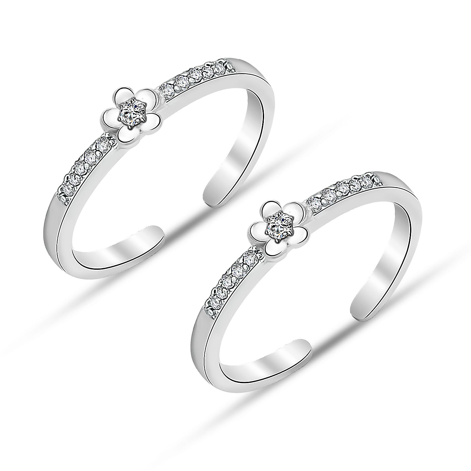 925 Sterling Silver Toe Rings for Women | BIS Hallmarked Cubic Zirconia Womens Toe Ring Summer Beach Jewelry | Elegant and Comfortable Toering Jewellery Gift