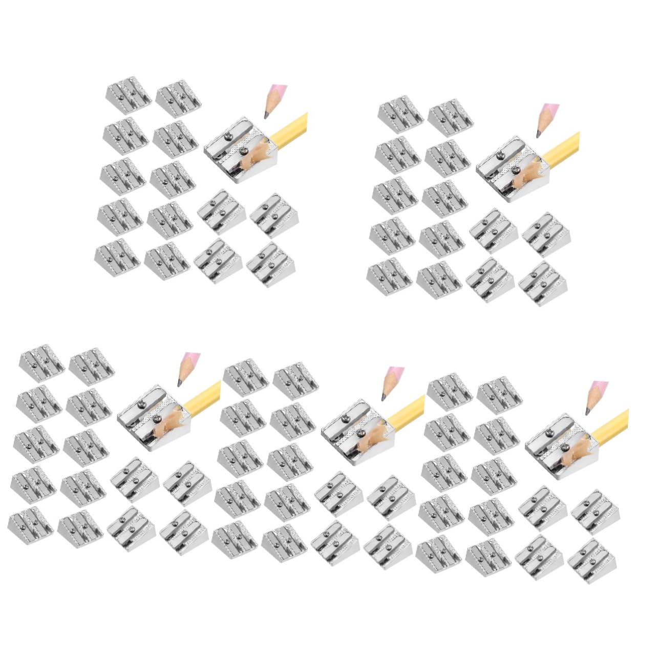 5 Set Di Temperamatite Manuali in Metallo Temperamatite A Doppio Foro Mini Temperamatite Per Accessori Da Scrivania 16 Pezzi * 5