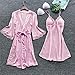 SLOPSS Ladies Lingerie Set Silks Cami Lingerie Camisole Set Fashion Camisole Pajama Set with Robe Naughty Erotic Outfits Pajamas Shorts Lingerie Comfy Pyjamas Pink