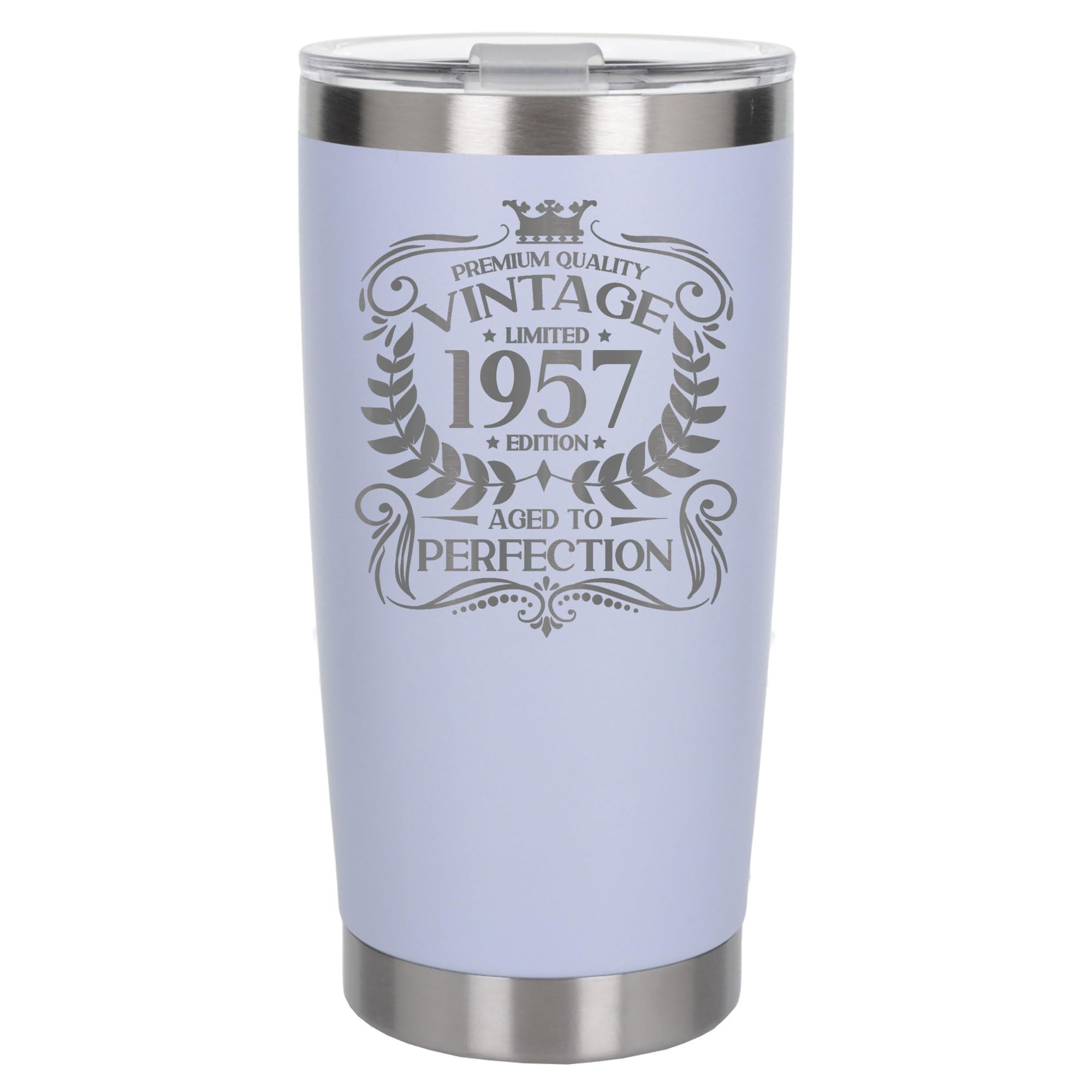 Always Looking Good 69th Birthday Gift Vintage 1957 Aged to Perfection Engraved Insulated Travel Mug Present for 69 Year Old White Thermal Coffee Flask Travel Mugs with Lids