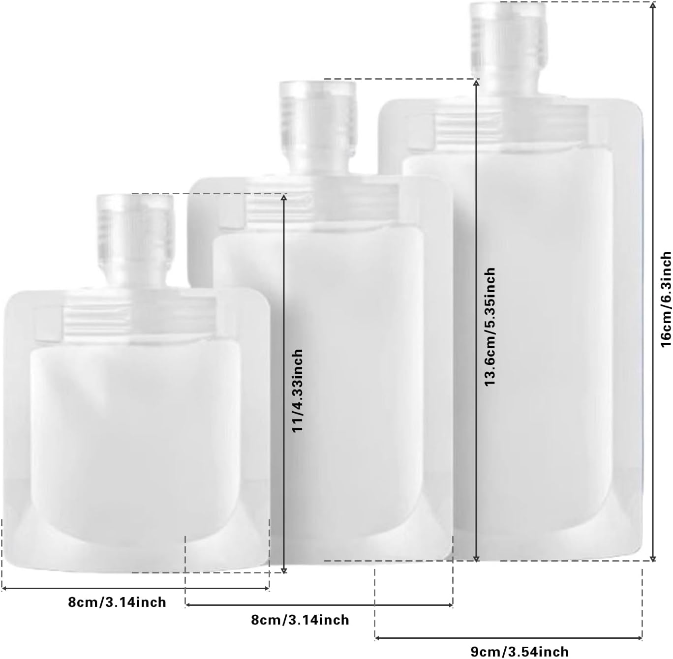 9 Pcs 3 Sizes 30ml/50ml/100ml Travel Size Toiletries, Makeup Bag Travel Toiletry Bag for Women, Pouches for Toiletries with Small Funnel and Label
