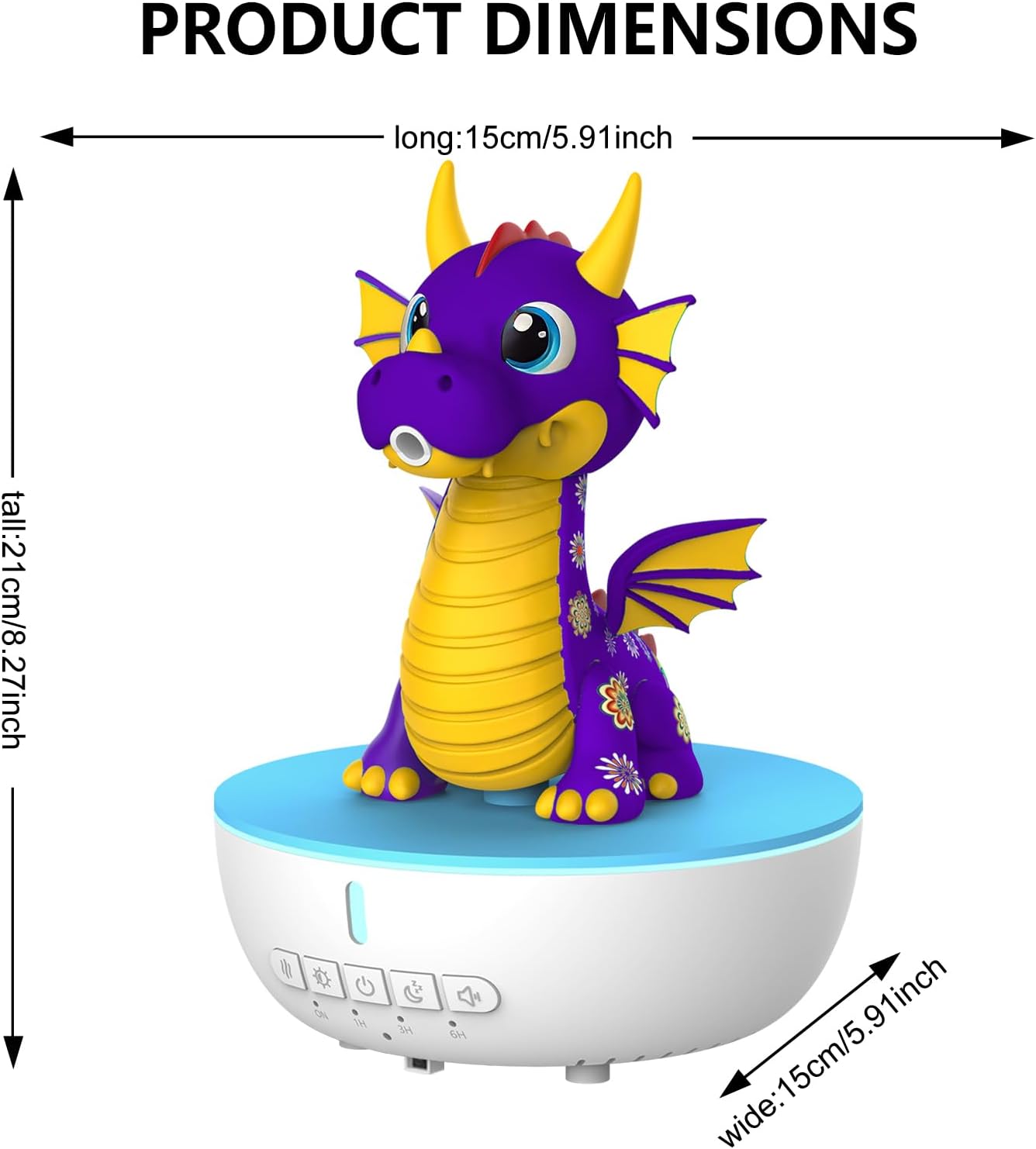 200ML Dragon Essential Oil Diffuser, Aromatherapy & Humidifier with Remote & Timer, 10 Soothing White Noise Machine, Cute Aroma Diffuser for Kids Bedroom, Home, Nursery, Purple