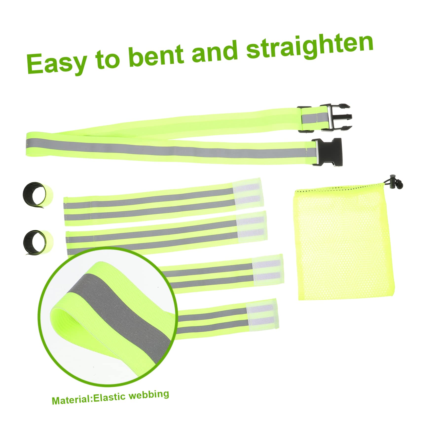 BESTonZON Ensemble de Ceinture réfléchissante Ceinture de Lampe Bras Bracelet équipement de randonnée réfléchissant Bande réfléchissante d'équitation Sangle élastique Vert