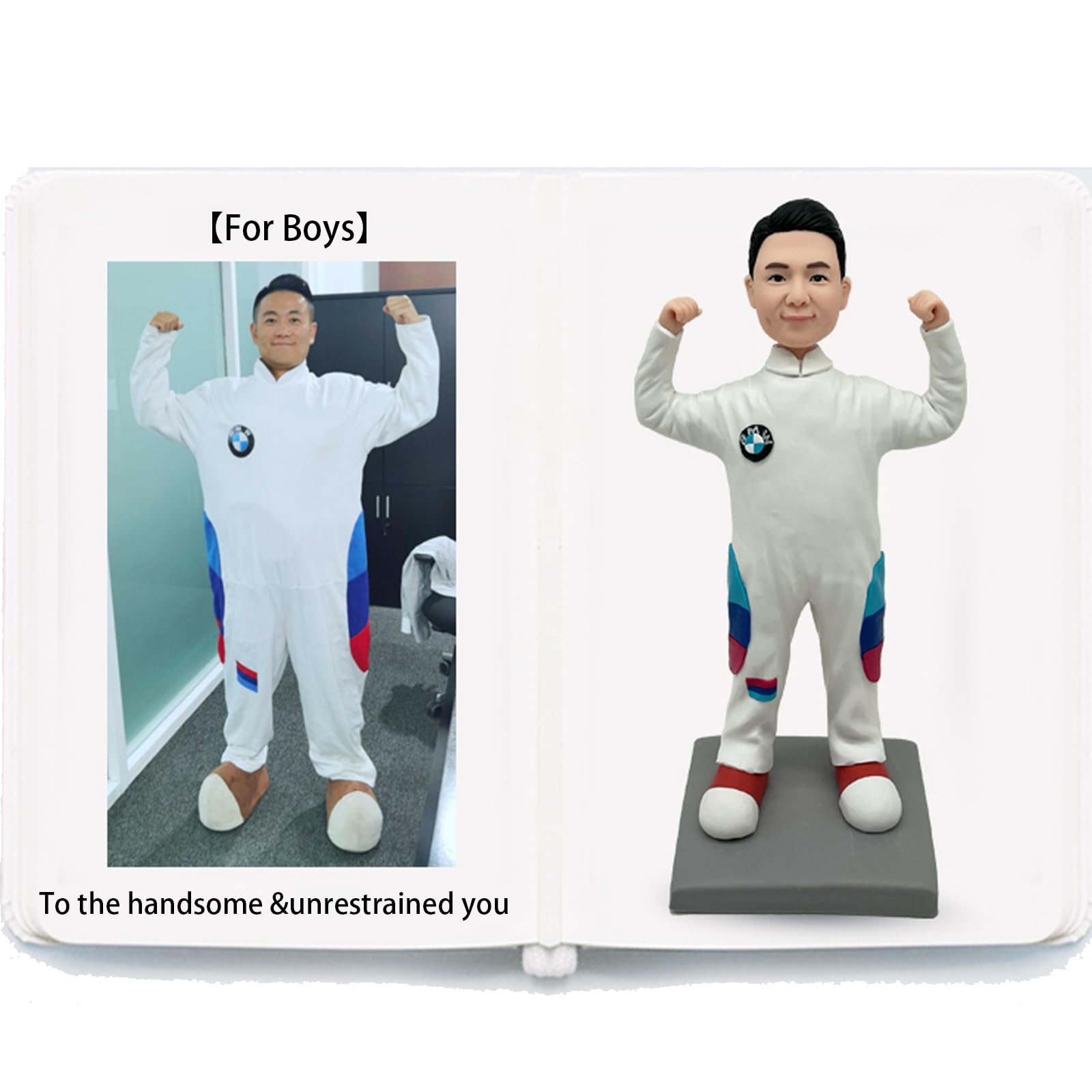 Statuetta Bobblehead personalizzata - Squisito regalo di compleanno fatto a mano per fidanzato, fidanzata, papà, mamma, capo, ufficio, collega, coppia e famiglia