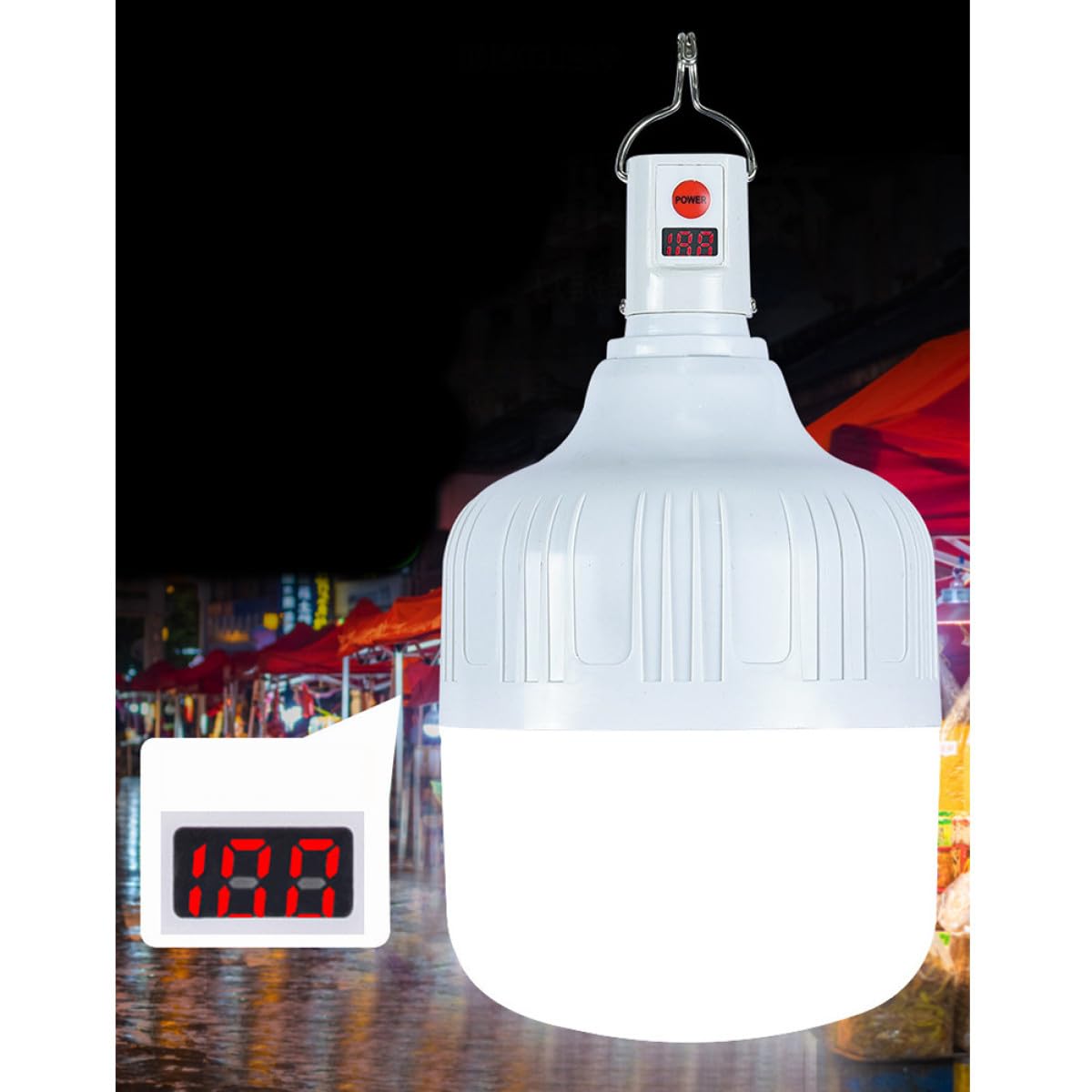 SHERCHPRY Lampe de Camping LED Rechargeable USB 100W Lampe de Secours Étanche à Intensité Variable Portable pour Randonnée Camping et Utilisation Extérieure