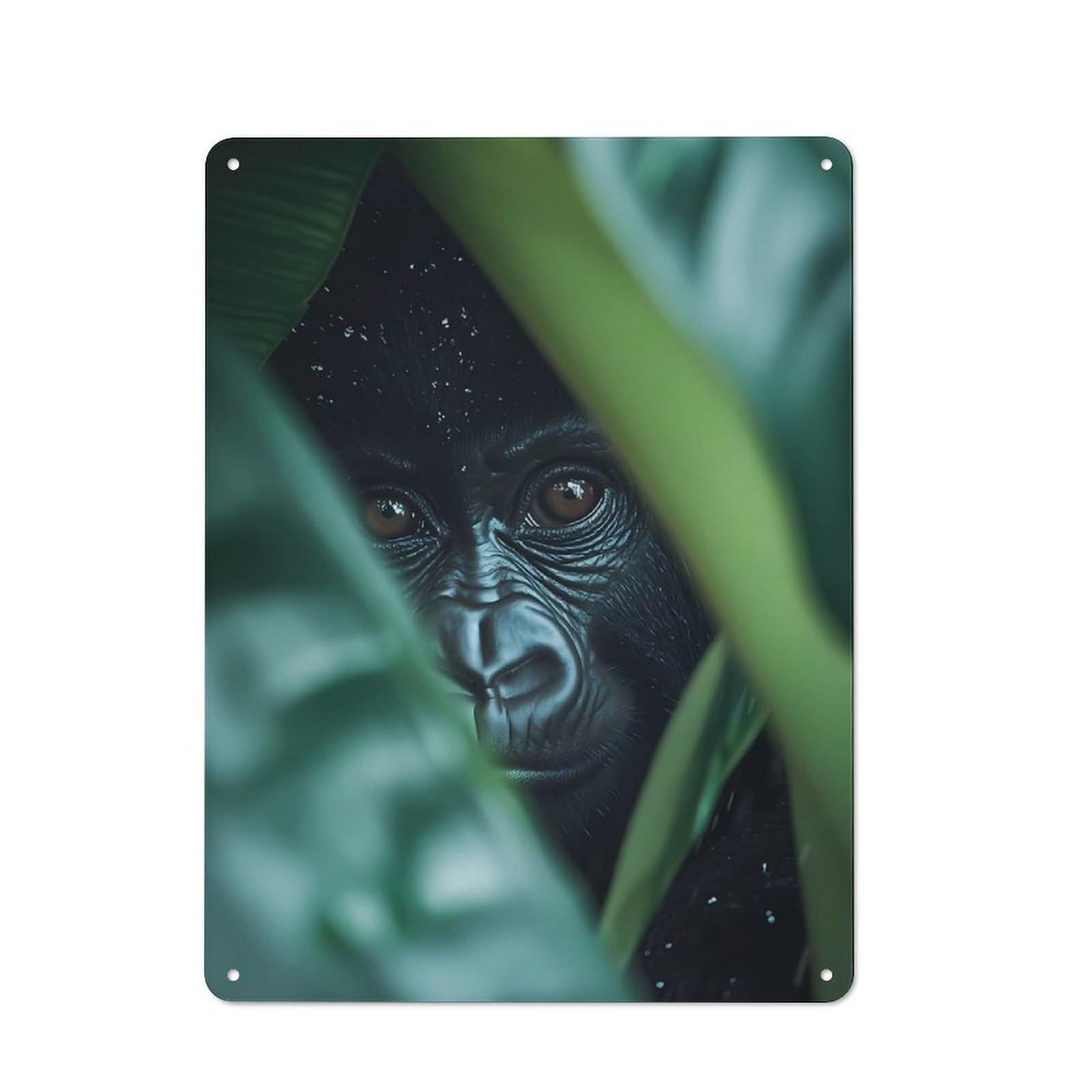 Classic Decorative Tin Plaque 40x30cm Featuring Gorilla in The Jungle, Novelty Wall Art for Home, Shop, Pub Or Studio Wall