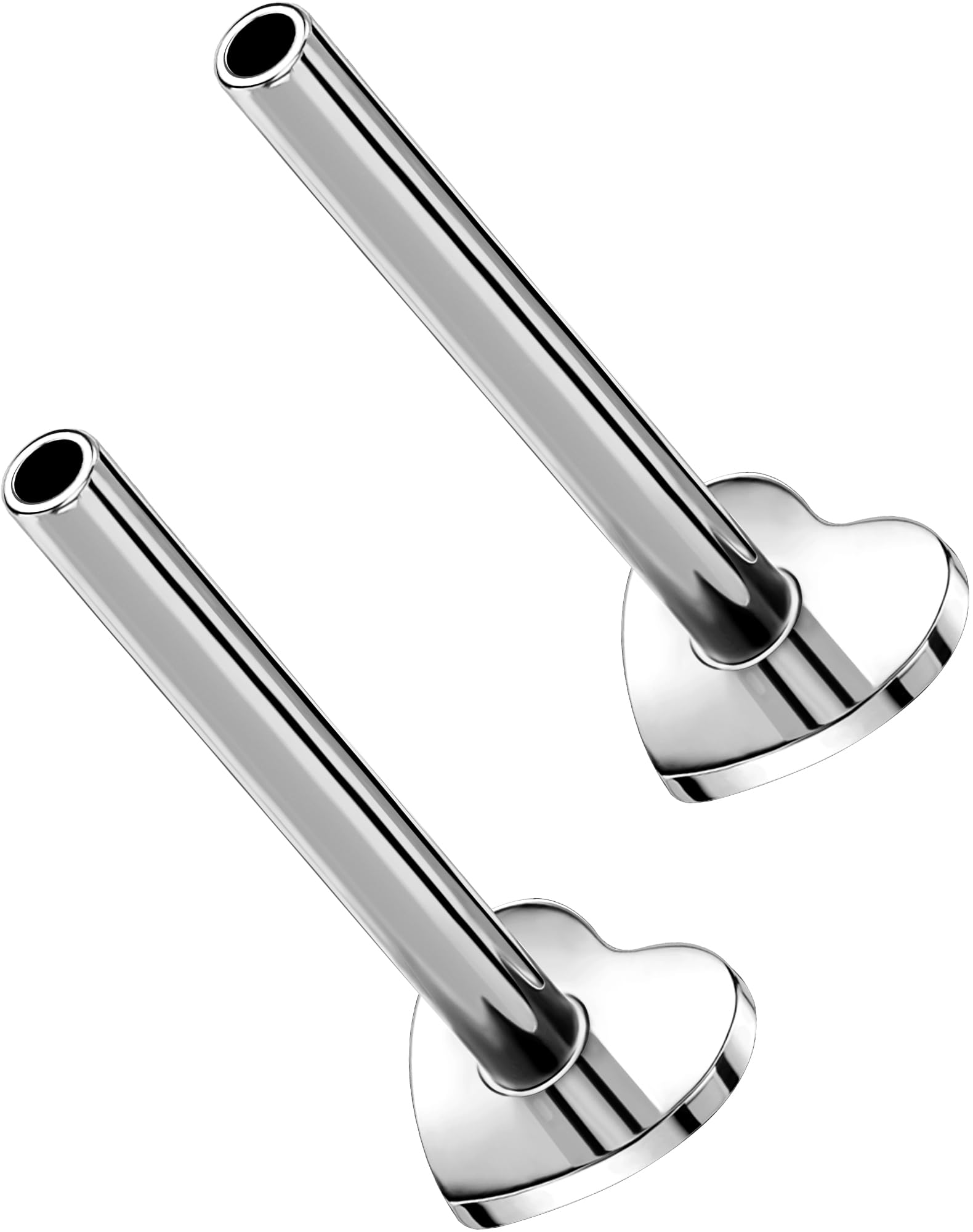 G23 Titanium Flat Back Post (Post Only), Threadless Push Pin &amp; Internally Threaded, 16G/18G/20G, 4.5-14mm, Silver/Gold/Black, Round/Heart/Star/Flower Base for Nose, Helix, Tragus