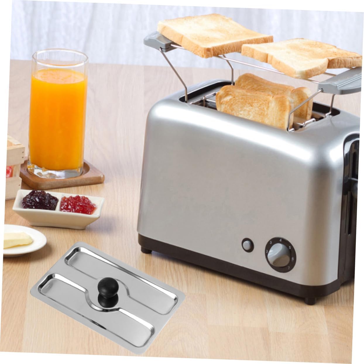Cabilock Stainless Steel Toaster Lid 2pcs Protective Cover for Automatic Toaster Kitchenware Accessory for Home Use Sturdy Upper Lid for Bread Maker