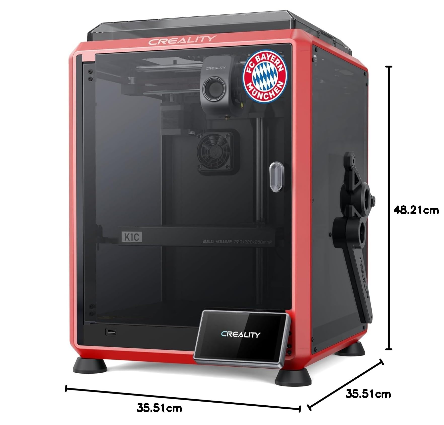 Creality Rot K1C 3D-Drucker, 2024, 600mm/s, kein Verstopfung, K1-Upgrade, mit KI-Kamera, 300 °C Druck, Unterstützung von Kohlefaserfilament, für Anfänger, Unternehmen, Bildungsbranche usw
