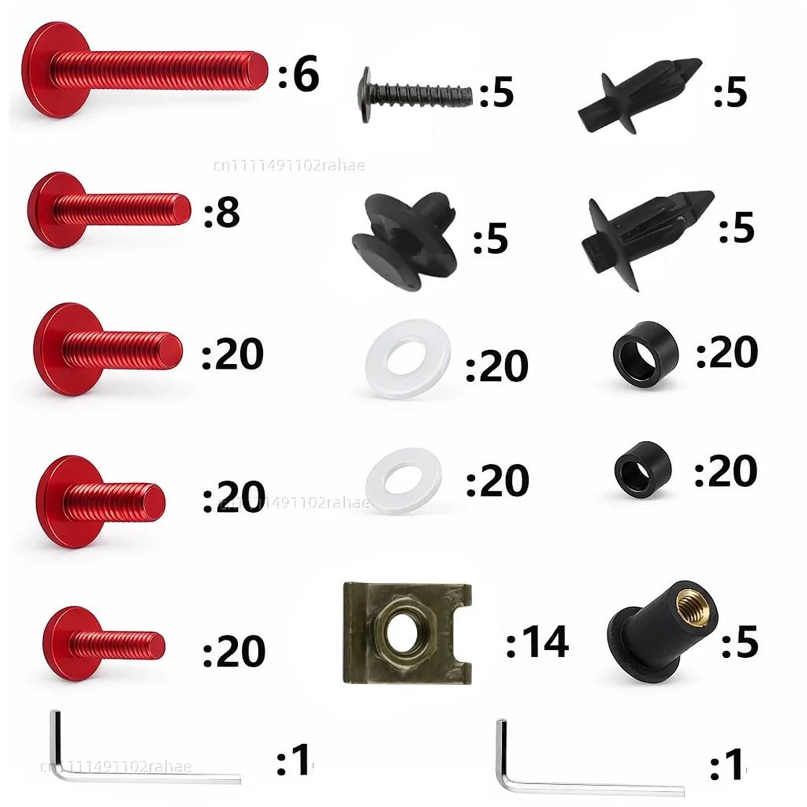 Dadi Per Parabrezza Moto Viti Kit Di 195 Bulloni Per Carenatura, Viti, Dadi E Clip Per Super CUB C70 90 110 C125, Viti Per Parabrezza(Oro)
