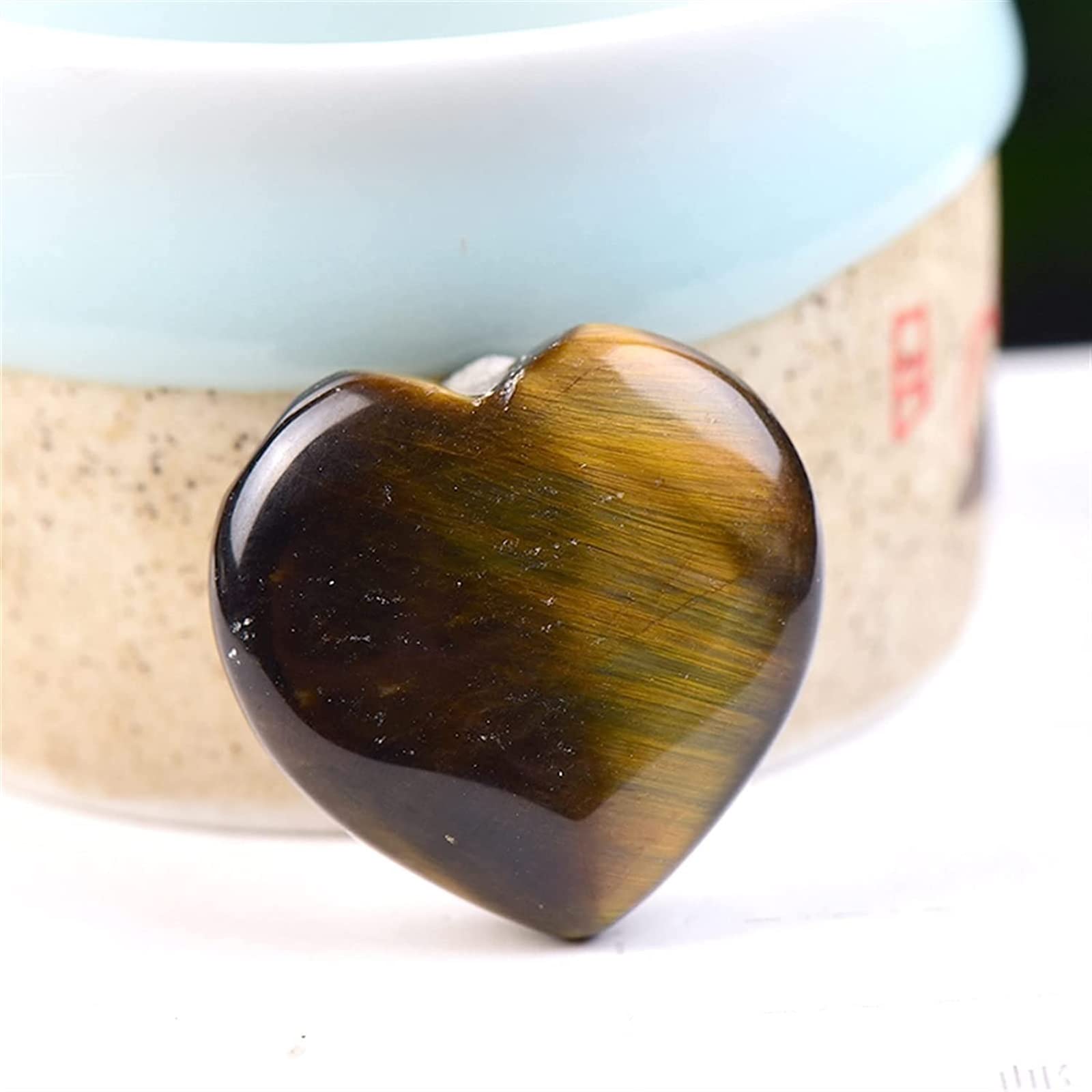Œil de tigre en cœur JCAKES pierre naturelle de collection cristal de lithothérapie