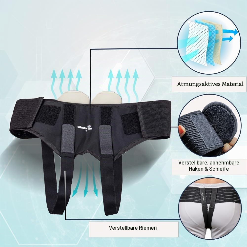 Wonder Care Schwarz Leistenbruch Gürtel für Männer Hernie Truss Klammer Large