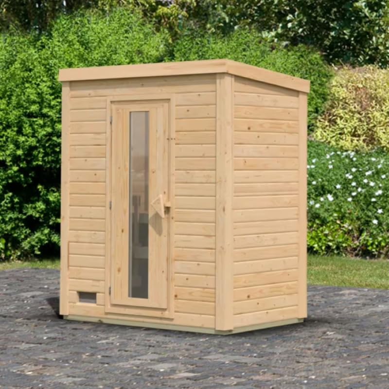 Karibu Sauna Extérieur Hytti 0 | 2 Places en Bois Massif Épicéa Nordique 38mm | Compact...