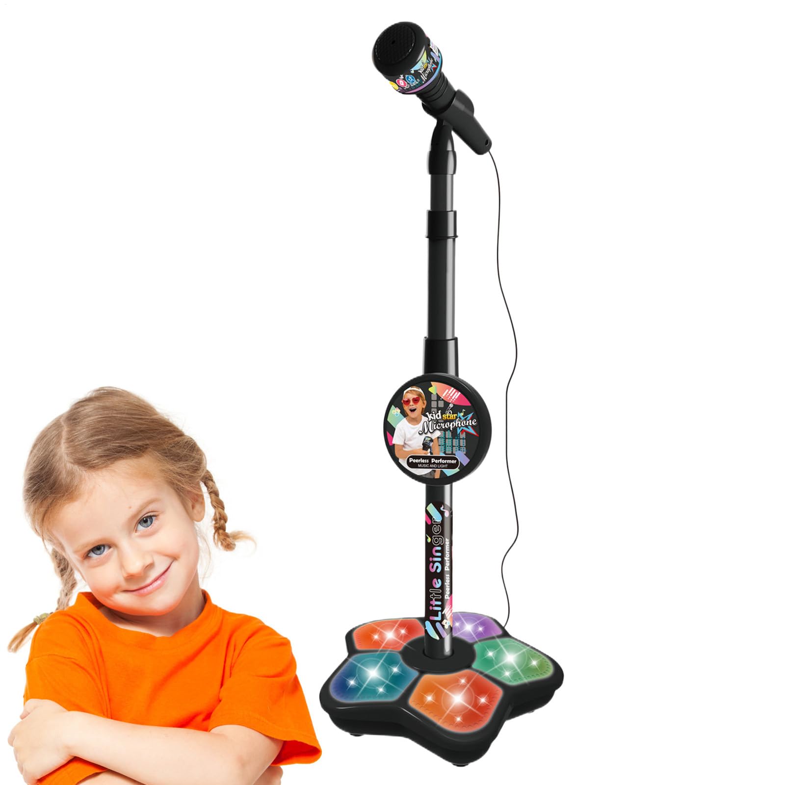 Microfono per bambini con piedistallo - Piedi di microfono per bambini, Microfono karaoke per bambini | Macchina karaoke con luci, Microfono con supporto regolabile, Macchina karaoke canterina