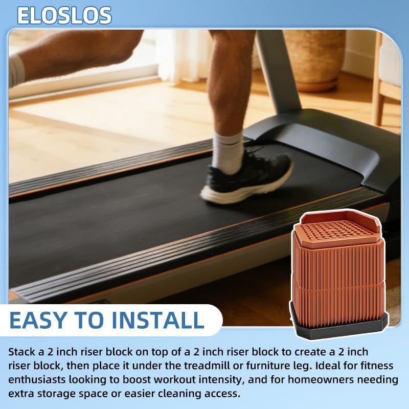 4 Pack Stackable Treadmill Incline Riser Blocks, Height Lift for Leveling & Uphill Training, Heavy Duty Support up to 4000 lbs, for Gym and Home Use