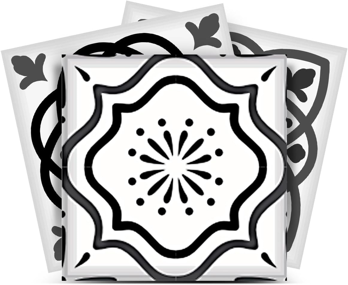 Mi Alma Tile Stickers 24pc Kitchen Backsplash Bathroom Vinyl Waterproof Peel and Stick Talavera Wall Decals (4x4 inch, Retro Colors)