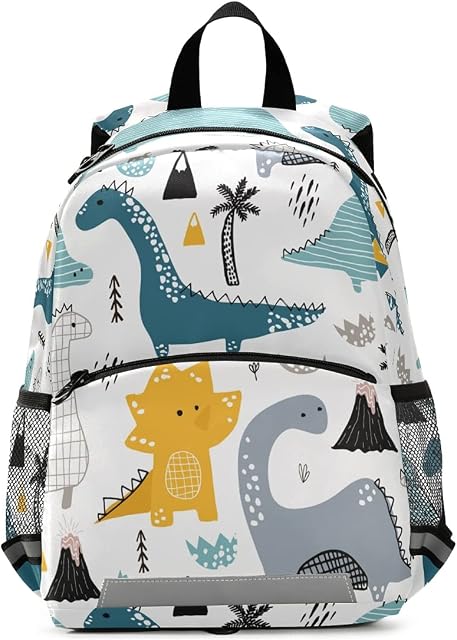 Dino Scandinavian Style Kids Backpack for Toddlers, Small Dinosaur Backpack for Kids School Travel Bag Picnic Meal Bag for Boys Girls
