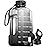 AQUAFIT 128 oz Water Bottle with Time Marker - Straw & Chug Lid - BPA Free 1 Gallon Gym Water Bottle with Handle - Big Gallon Jug (Midnight Gray, 128 Ounces)