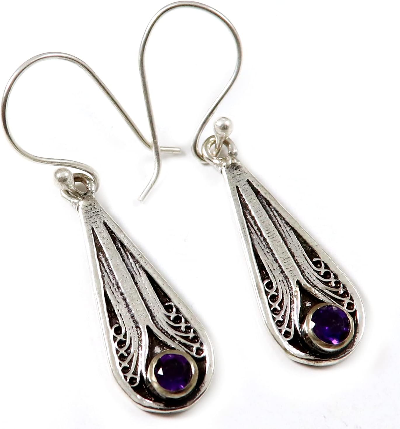 Goyal Exports Garnet Faceted Black Onyx Green Onyx Rutilated QuartzGemstone 925 Sterling Silver Drop Dangle Earring Handmade Jewelry SEG06