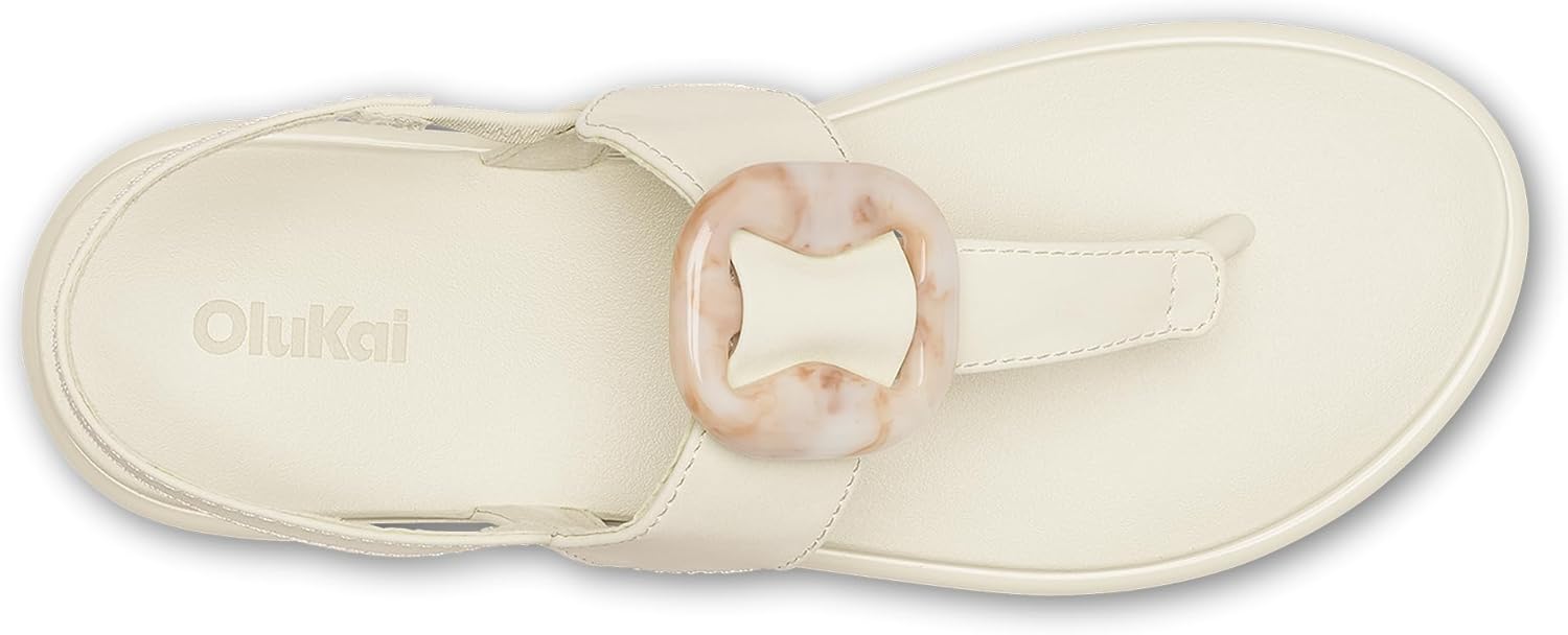 OLUKAI La'i T-Bar Women’s Strappy Beach Sandals, Versatile Water-Friendly Shoes, Slip-On Style with Tortoise Shell Buckle, All-Day Comfort - Image 5