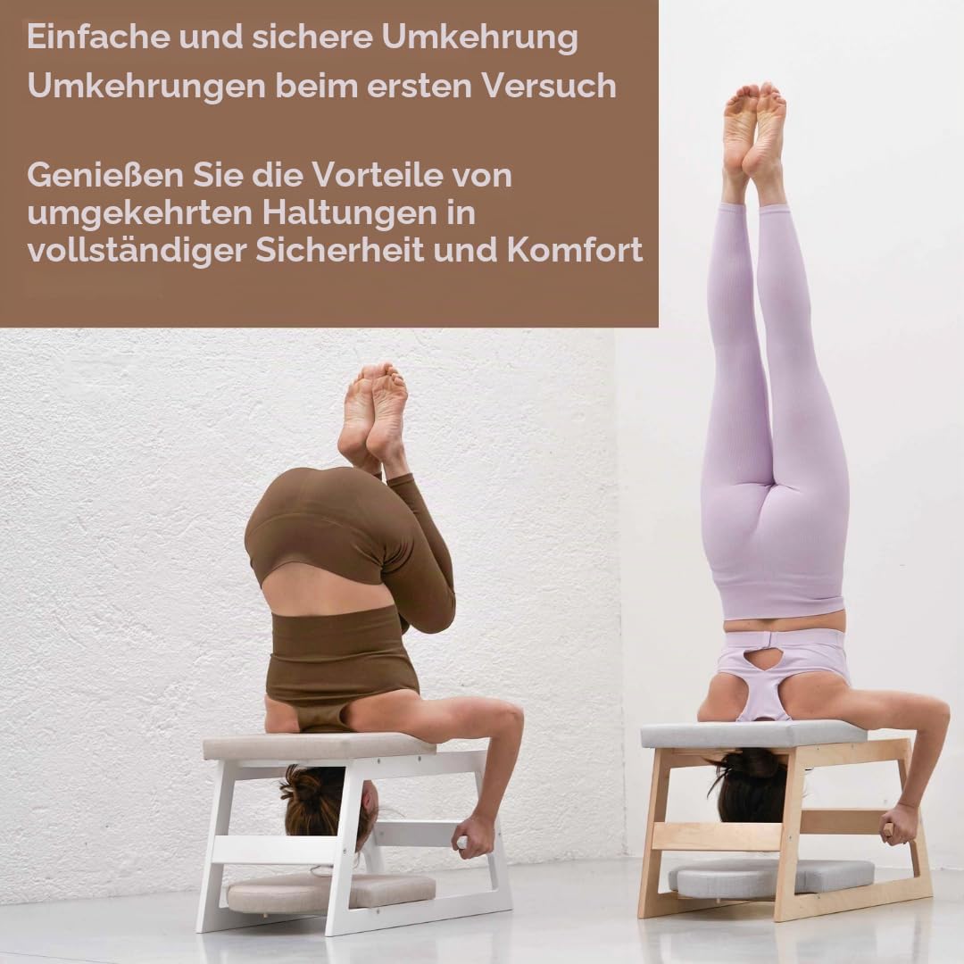 Meanwsood Kopfstandhocker Yoga stuhl Yoga hocker Fitnessbank Einfache und sichere Umkehrungen Made in Italy (Natürliche Version)