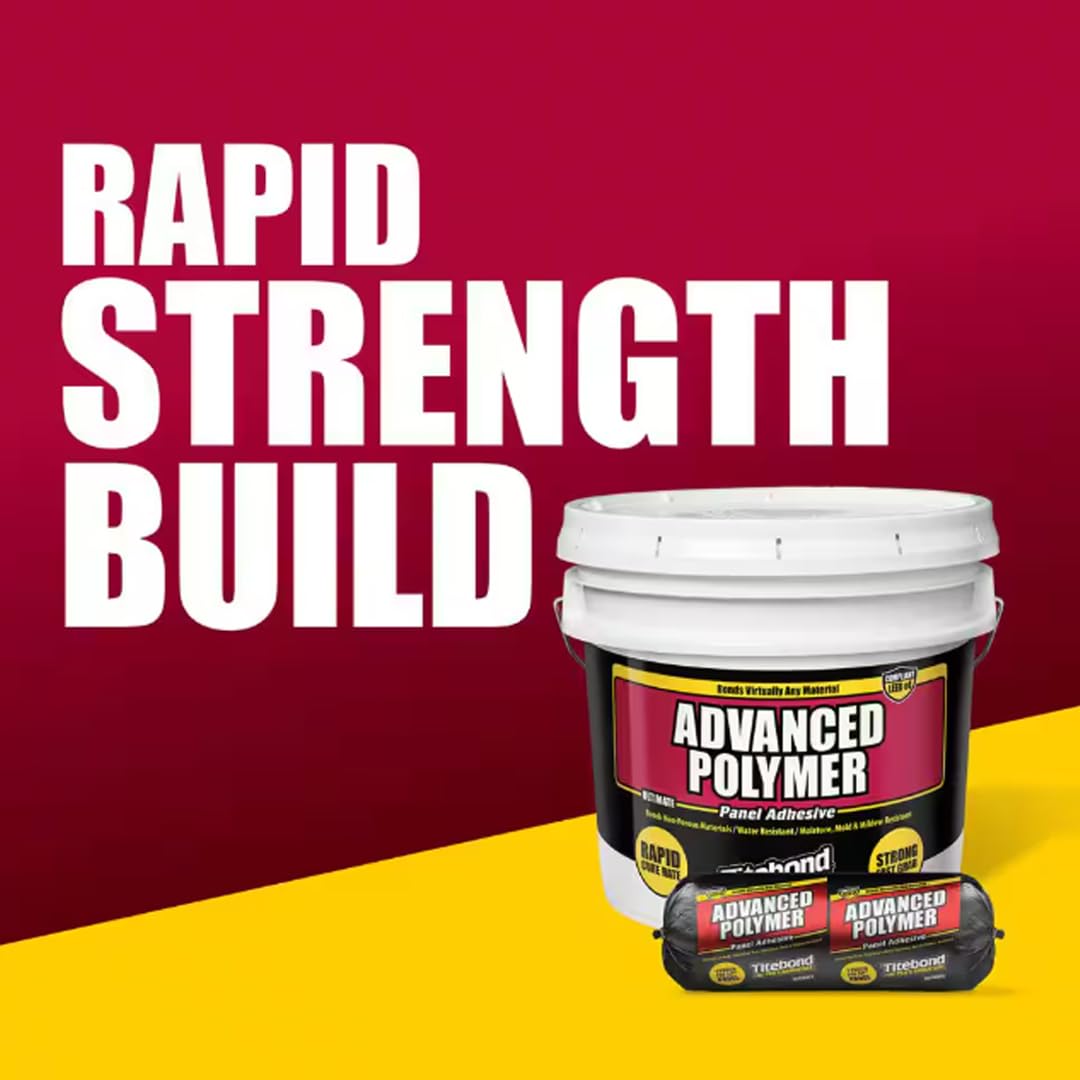 Titebond Ultimate Advanced Polymer Panel Adhesive 1/2 Gal. (6 Pack) – Professional Strength Construction Glue for FRP, Laminate & Wall Panels, Rapid Cure, VOC-Compliant – 4315