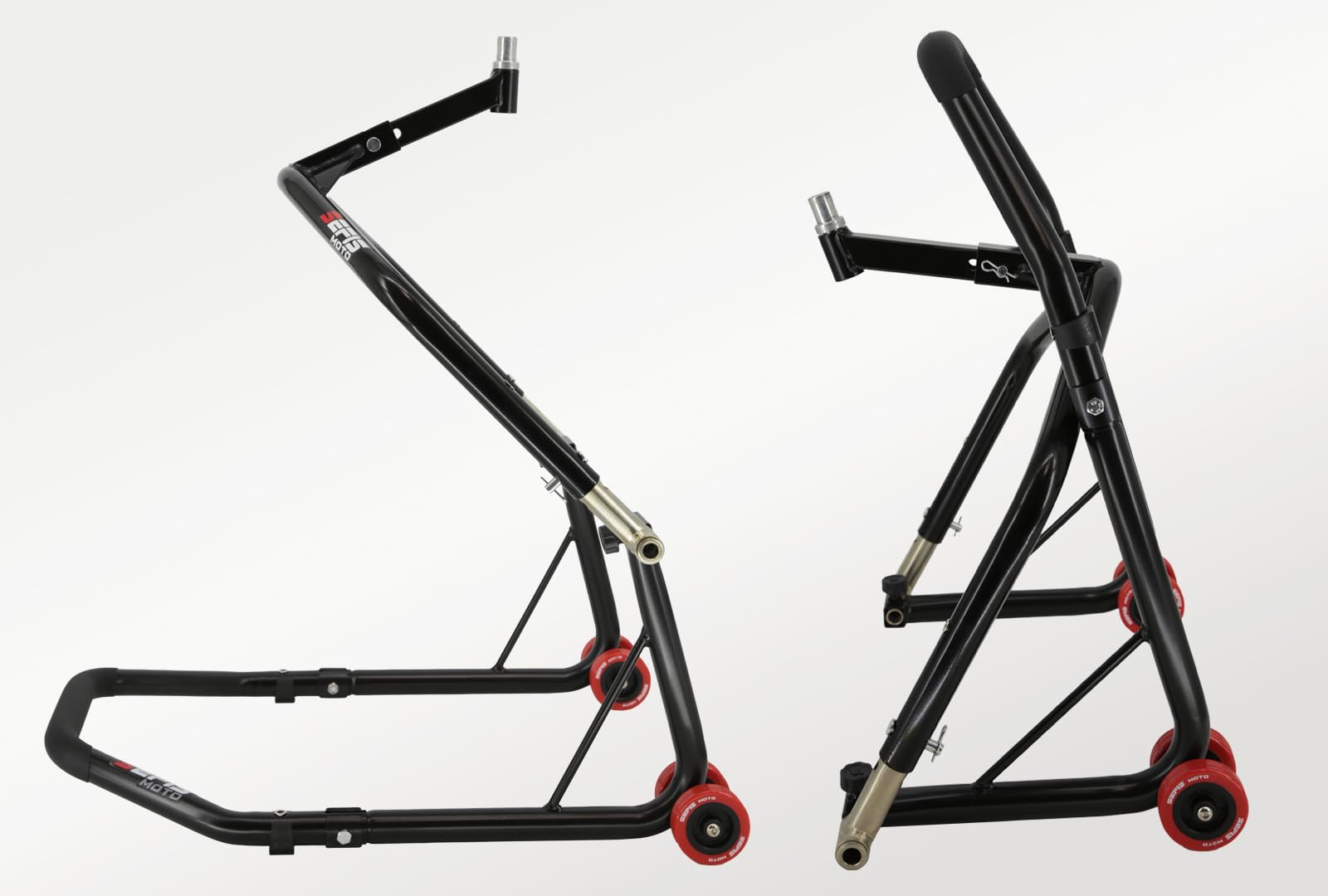 SEFIS D18 Motorstandaardset voor voorwiel, motorfietsoplifter, servicestandaard, voorkant, motormontagestandaard, motorstandaardset, motor opbokken, stuurkop (Rood