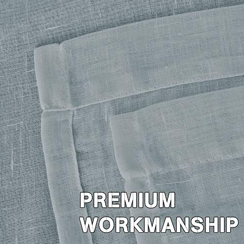 H.VERSAILTEX Linen Curtains Flax Linen Blended Curtain Panels for Living Room/Bedroom Semi Sheer Privacy Curtains 108 inch Length 2 Panels Set Nickel Grommet Window Drapes (52" W x 108" L, Teal) - Image 4