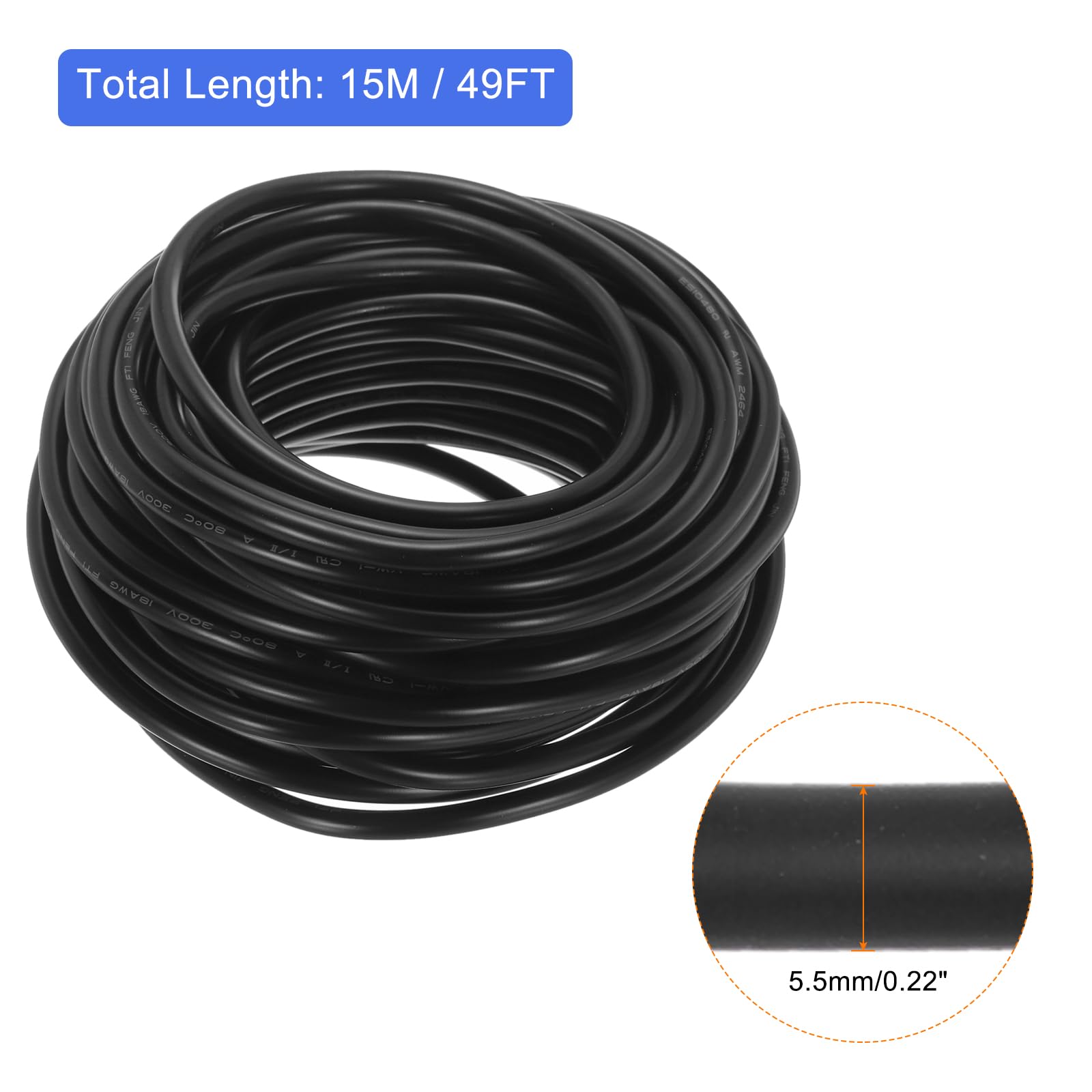 QUARKZMAN Cable de Extensión de Alambre Rojo Negro Amarillo de 3 Pines Cable Eléctrico de Alambre Paralelo de 18 Awg Cobre Libre de Oxígeno Longitud de 49 Pies para Tira de Luces Led