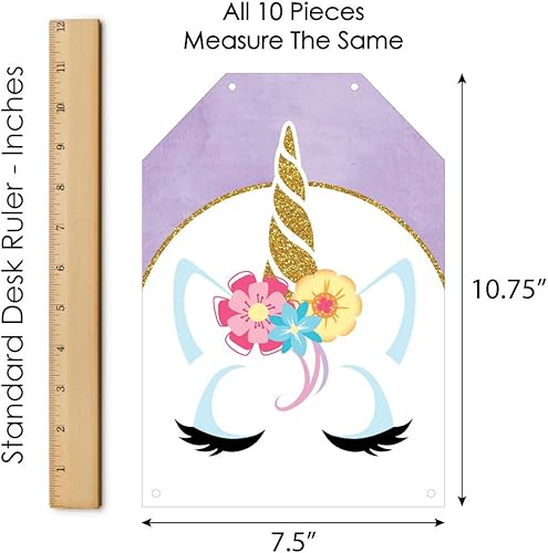 Miniatura 5 de Big Dot of Happiness Unicornio arcoíris  Pancartas verticales colgantes de papel para puerta  Kit de decoración de pared de unicornio mágico para