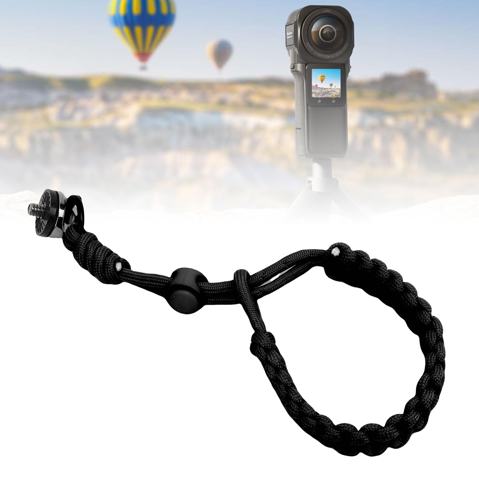 VBESTLIFE Ręczny Pasek na Nadgarstek do Kieszeni 3, Insta X5 X4, Poliestrowy Pasek o Wysokiej Wytrzymałości ze śrubą 1/4 Cala, 19 Cm (BLACK)
