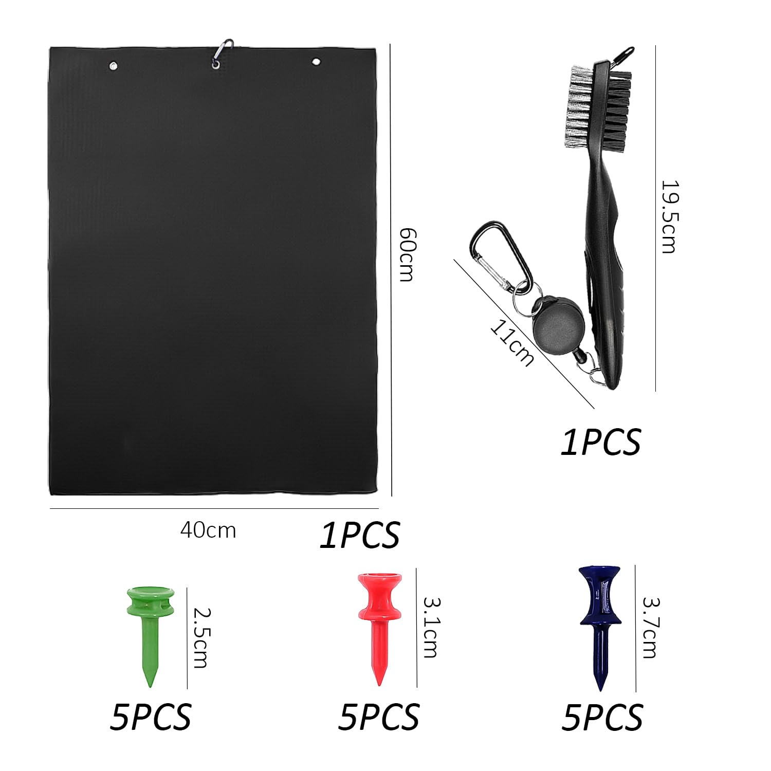 1 spazzola per mazze da golf double face, 1 asciugamano sportivo, 15 supporti da golf, asciugamano da golf, accessori da golf, set per la pulizia del golf, set regalo per gli appassionati di