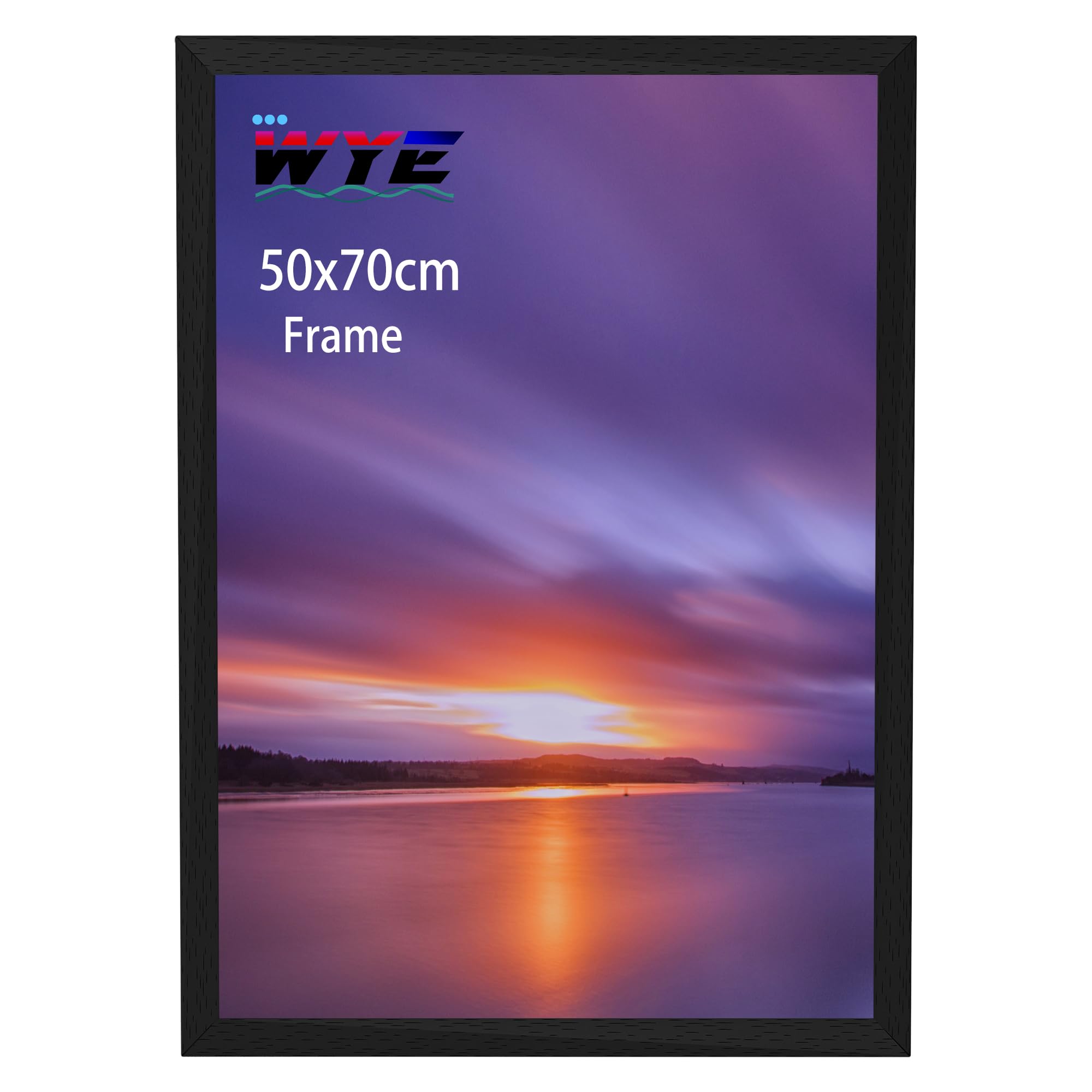 wyewye marco 50 x 70 cm de madera, marco de la foto negro para 50 x 70 cm de patrón de impresión, ilustración, certificado para vidrio acrílico