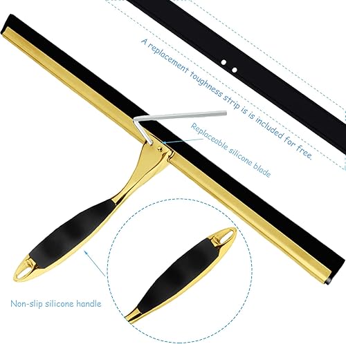 Miniatura 4 de Escobilla de ducha para puertas de vidrio, escobilla de baño de 14 pulgadas con hoja de silicona de repuesto, gancho para puerta de ducha y gancho