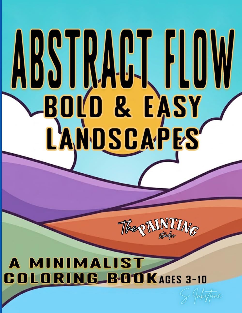 Abstract Flow: Bold & Easy Landscapes: A Bold and Easy Minimalist Coloring Book for Anxious Colorists – Large Print Flowing Scenery for Mindful Relaxation and Stress Relief