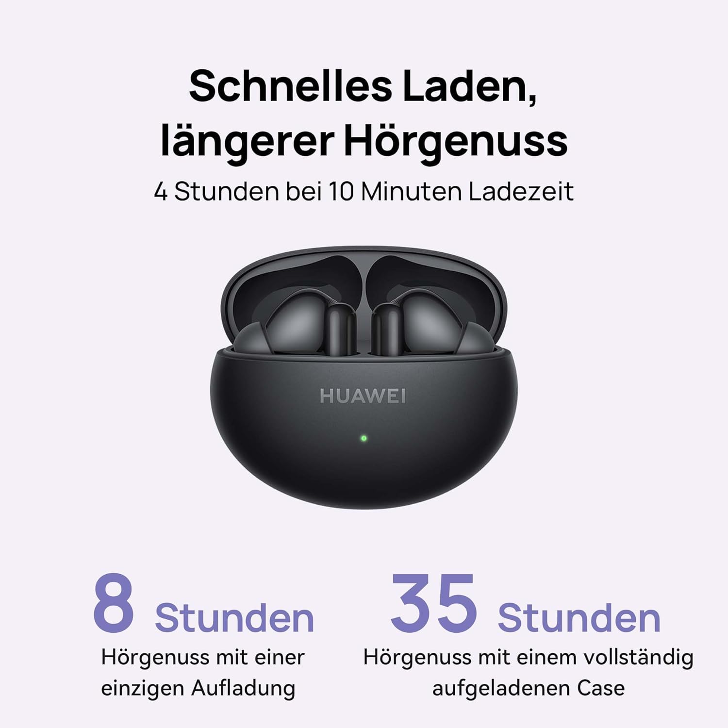 HUAWEI FreeBuds 6i kabellose Kopfhörer, Intelligente Aktive Geräuschunterdrückung 3.0, Druckvoller Bass, Bis zu 35 Stunden Akkulaufzeit, Bluetooth 5.3, Staub- und Wasserbeständigkeit nach, Schwarz