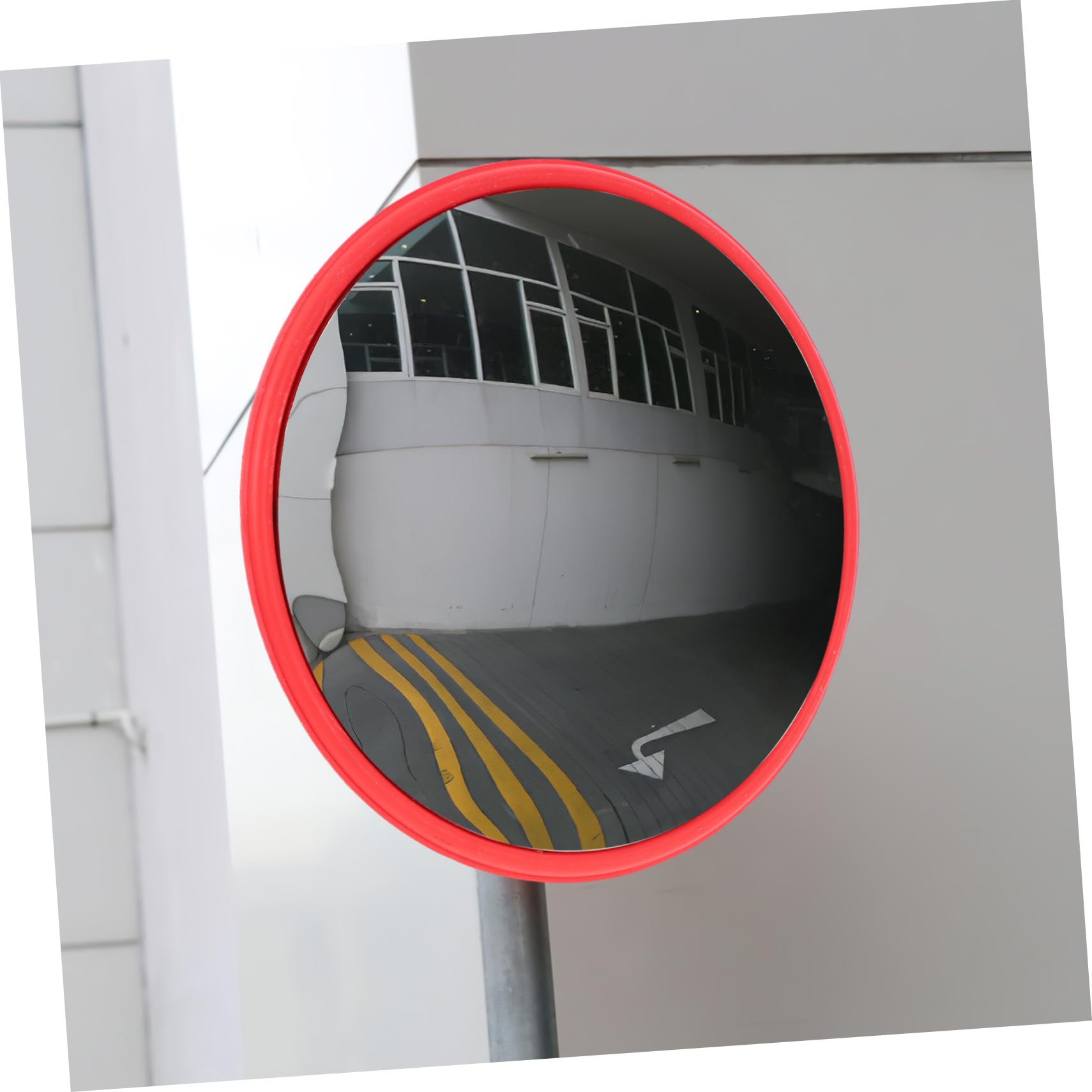 Specchio di Sicurezza Grandangolare 30cm Rosso per Garage e Outdoor | Abs Pc, Visione ad Alta Definizione, Accessori per Installazione e Istruzioni Incluse