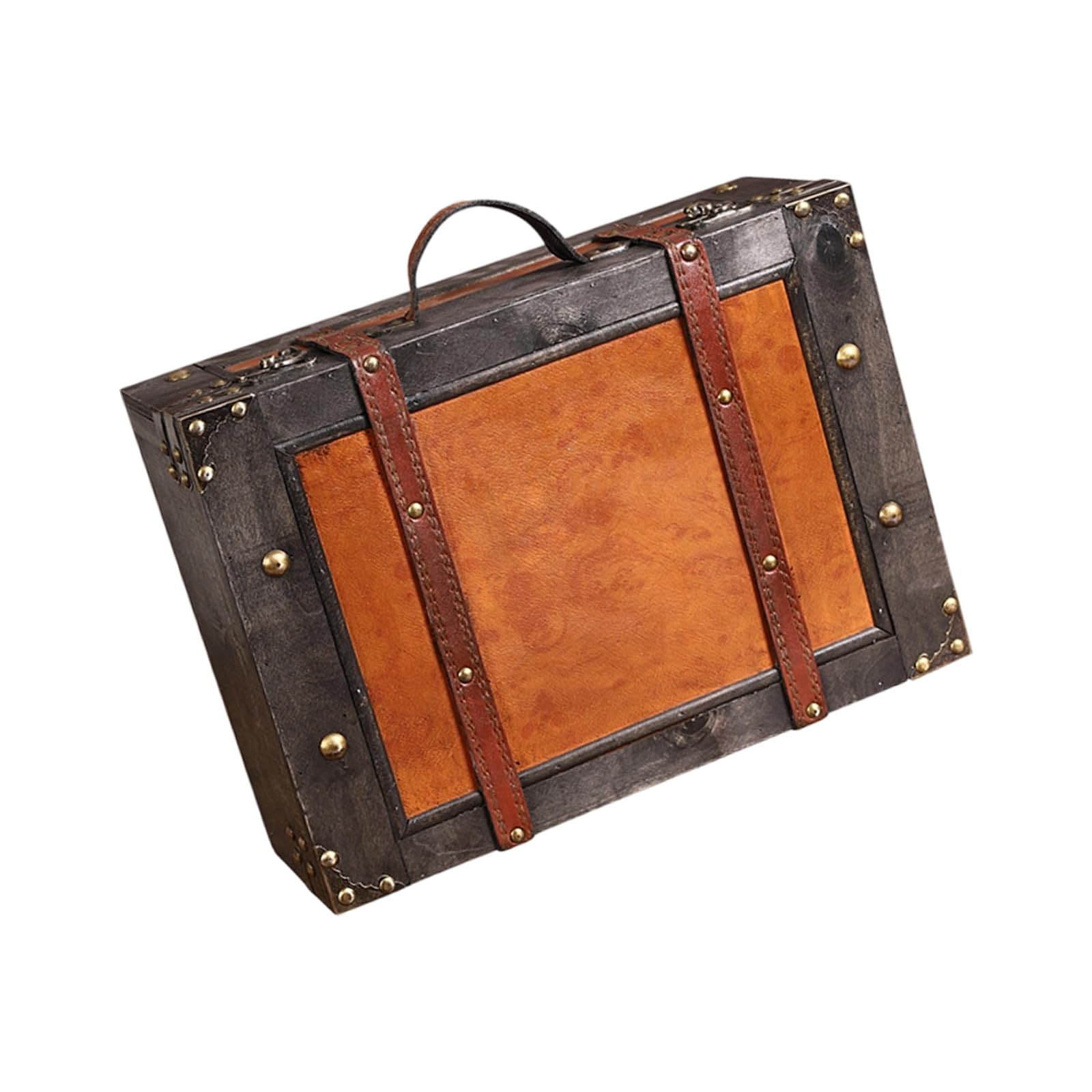 Tsophreniq Practical Wooden Travel Trunk Spacious Storage Organiser with Comfort Handle Home Décoration Item Wooden Storage Box for Home