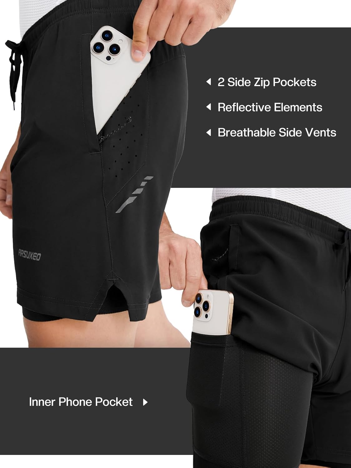 ARSUXEO Loose Fit Padded Bike Shorts for Men Cycling Shorts Mountain Bike Shorts - Image 5