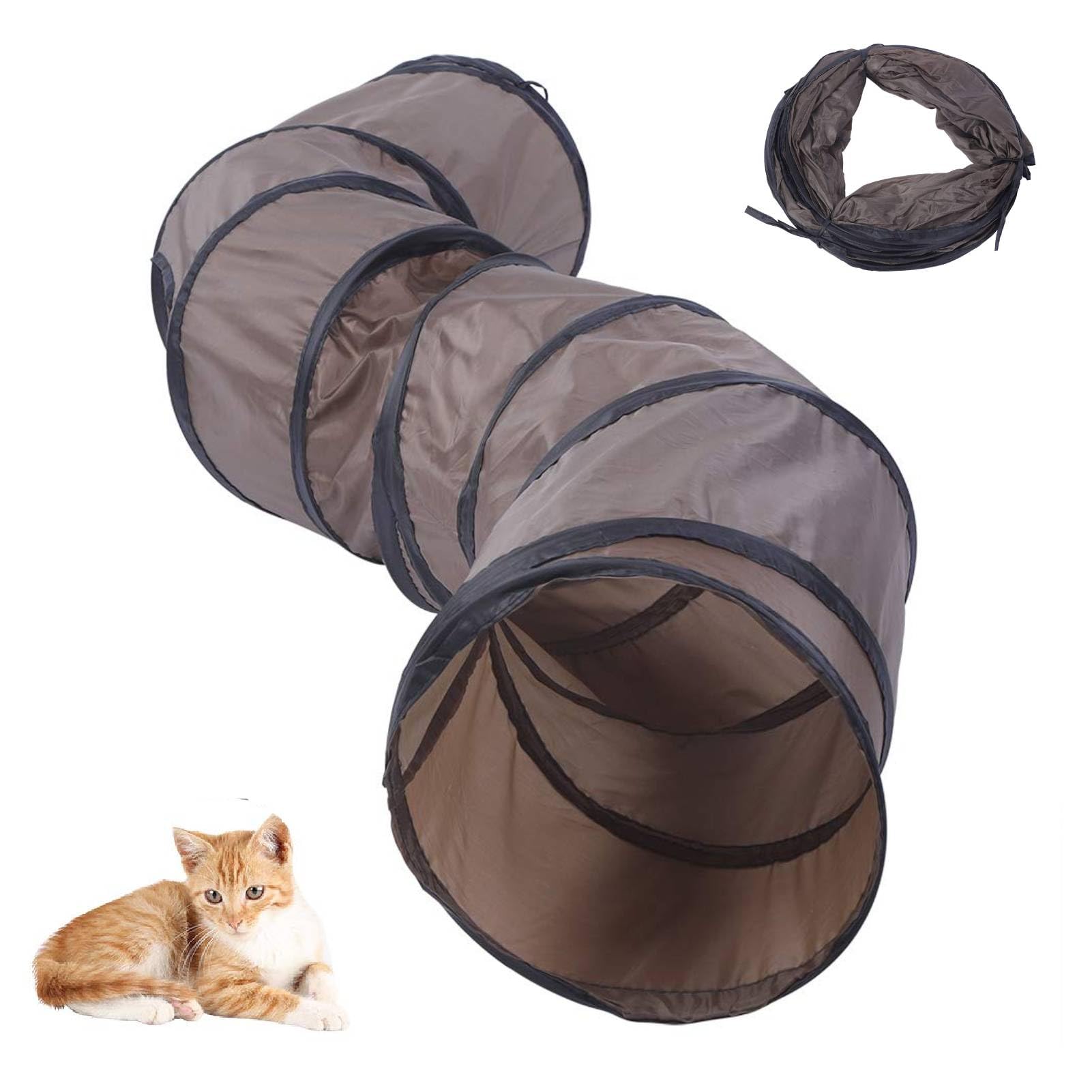 Cat Tunnel, S Shape Cat Tunnel Pet Tube Pet Cat Toy Curve Tunnel Hiding Training and Running Cat Puzzle Toy Rabbit Tunnel Play Tunnel Kitten Tunnel Cat Tunnel Toy for Playing Exercising Brown
